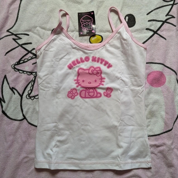 Hello kitty tank top white pink est s - Picture 1 of 3